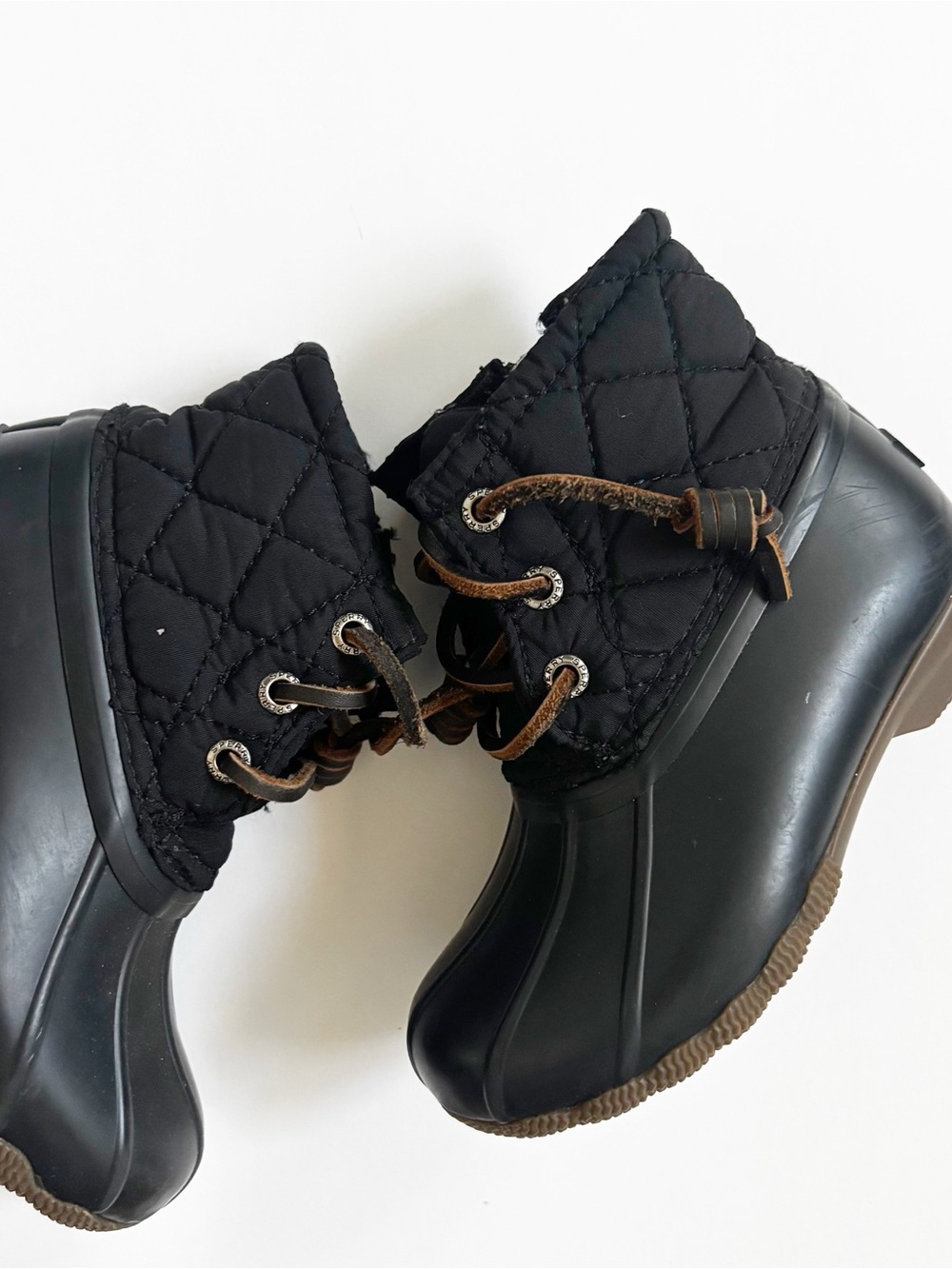 Size 8C Sperry Kids Black Rubber Duck Boots